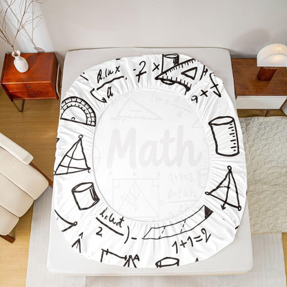 Erosebridal Science Theme Bed Sheets Set Full Size for Boys Girls Chemistry Periodic Table Print Sheet Set Chemical Subject Theme Sheets Teens Kids Math Science Atyle Fitted Sheet 4 Pcs