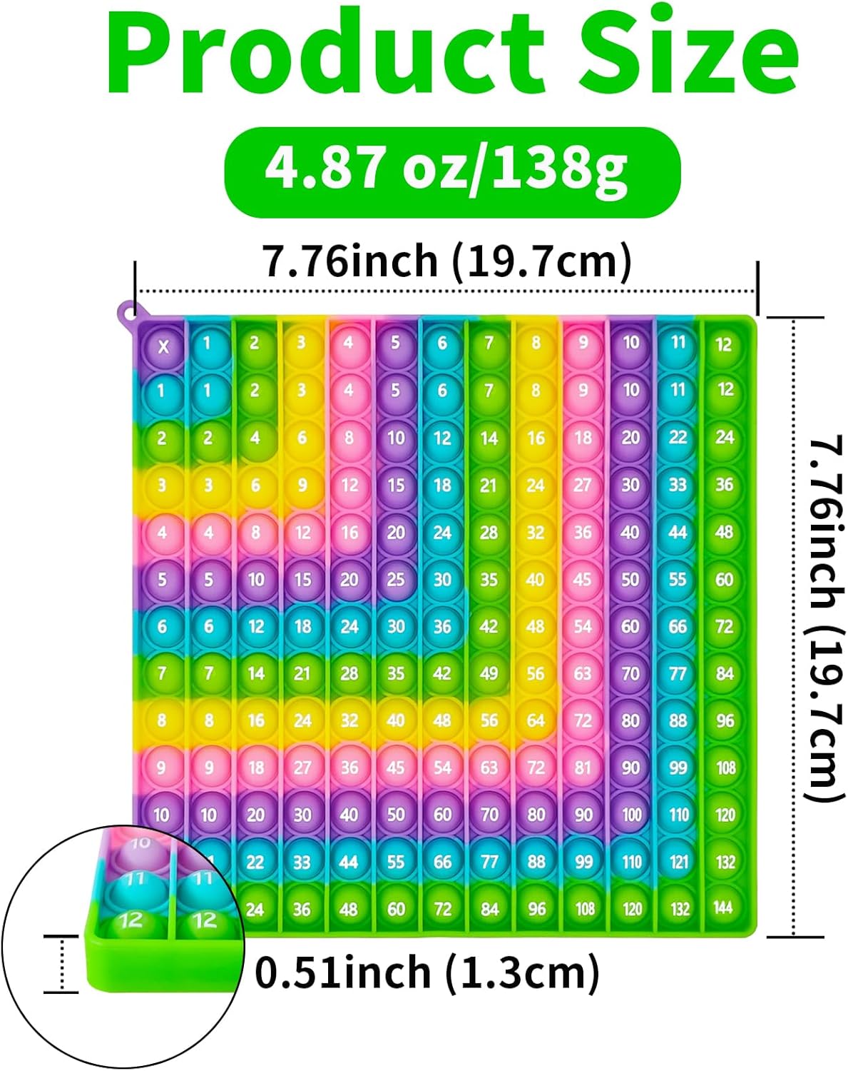 Double-Sided Math Pop Board for Kids - 12x12 Multiplication & 1+1 to 12+12 Addition Tables, STEM Sensory Learning Toy with Poppable Bubbles, Classroom & Home Learning Multiplication Chart Tool(1Pc)