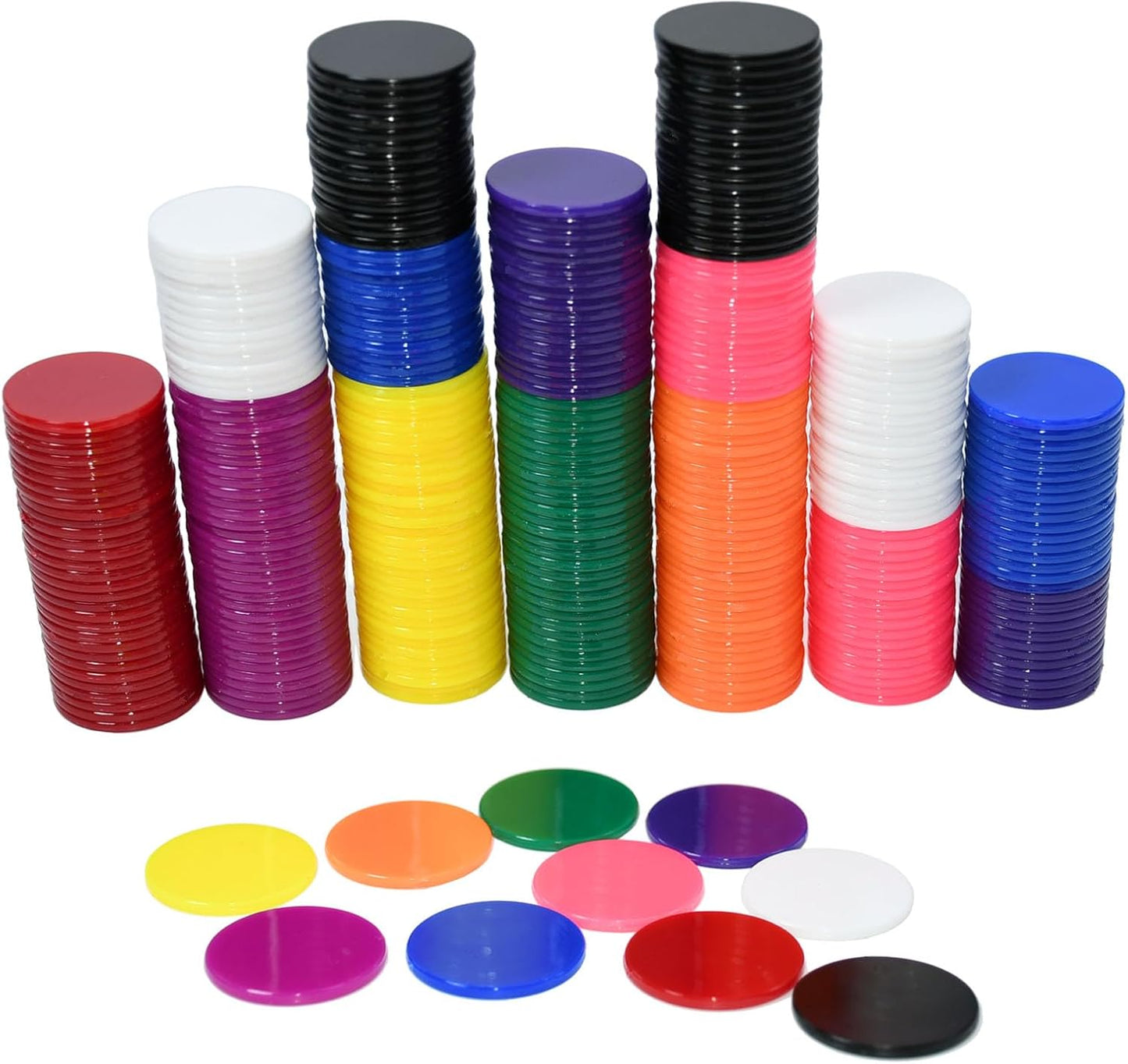 Smartdealspro 300pcs 1 Inch 10 Colors Opaque Plastic Learning Counters Counting Mini Poker Chips Game Tokens