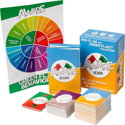 AWARE Kids Card Game – Learn to Spot Red Flag & Green Flag Behaviors Through Play | Teaches Healthy vs Unhealthy Behaviors | Ages 8–12 | Family & Classroom Use