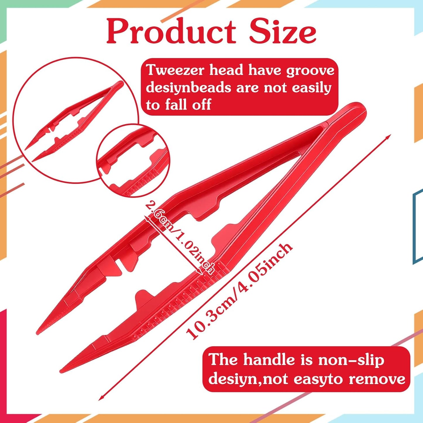 Jeffdad 24PCS Plastic Craft Tweezers, Plastic Tweezers for Kids, Fine Point Bead Tweezer, Professional Beading Tools for DIY Handmade Jewelry Making Beading Projects