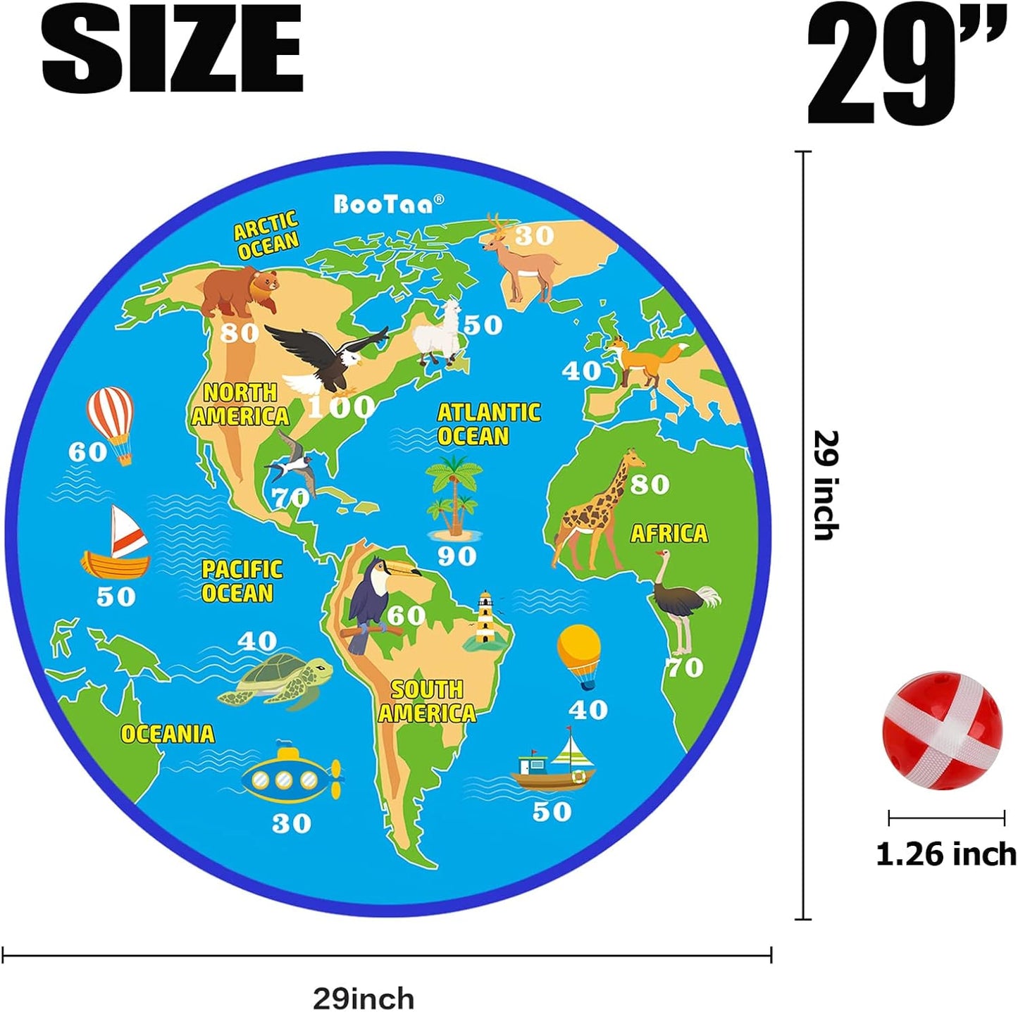 BooTaa 29" Large Dart Board for Kids, Kids Dart Board with Sticky Balls, Boys Toys, Indoor/Sport Outdoor Fun Party Play Game Toys, Birthday Gifts for 3 4 5 6 7 8 9 10 11 12 Year Old Boys Girls
