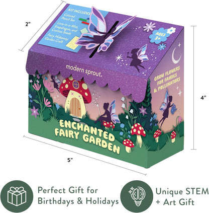 Modern Sprout Magical Minds Garden Kit - Seed Starter Kit for Kids w/Wooden Figurines, Wildflowers, Edible Plant Seeds & Crafting Fun - Kids Gardening Set for Learning & Play, Perfect Gardening Gift