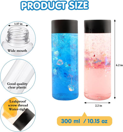 Sensory Bottles Kits for Calm Down Corner Supplies Magic Mixies Sensory Toys for Toddlers1-3 Kids with Glitter, 5 Fun Shaped Containers