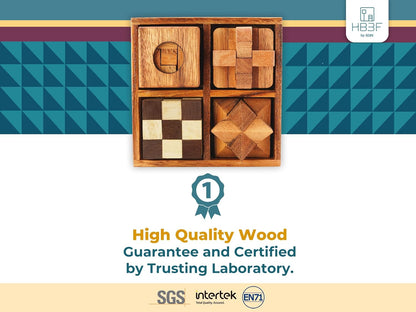 BSIRI 16 in 1 Wooden Brain Teaser Puzzles for Adults and Teens or Kids Interlocking 3D Mini Wood Mind Games Hand Puzzle Teasers Set Toys Coffee Table Games Gift