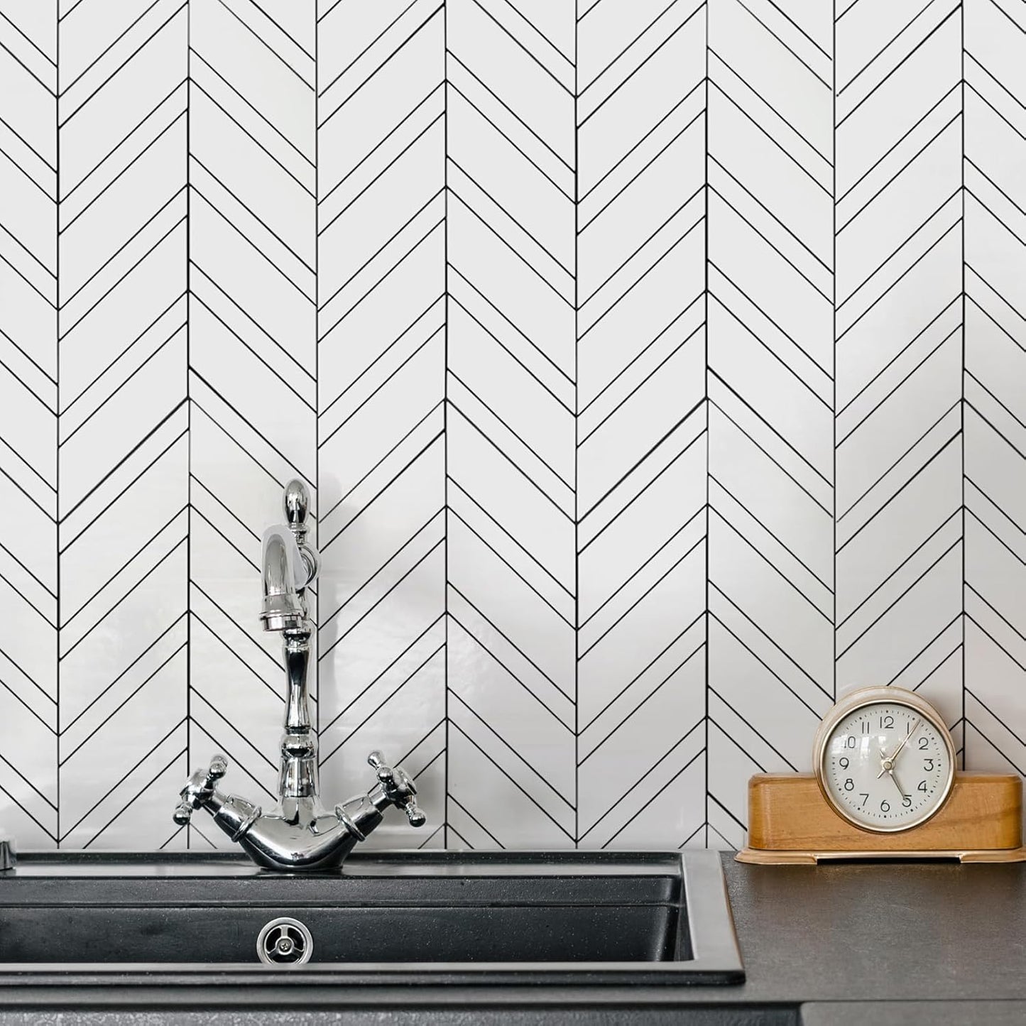 Yipscazo 10 Sheets Herringbone Backsplash Peel and Stick Tile, Marble Calacata Mixed Metal Gold PVC Stick on Backsplash for Kitchen, Waterproof Self Adhesive Wall Tile for Bathroom
