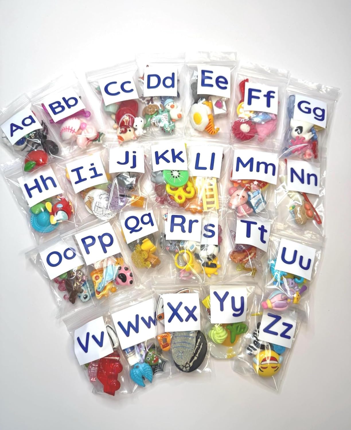 Say & Play Alphabet Objects Set, 130+ Beginning Sound Trinkets for Phonics and Speech Therapy, 5 per Letter A-Z, Montessori Learning Materials