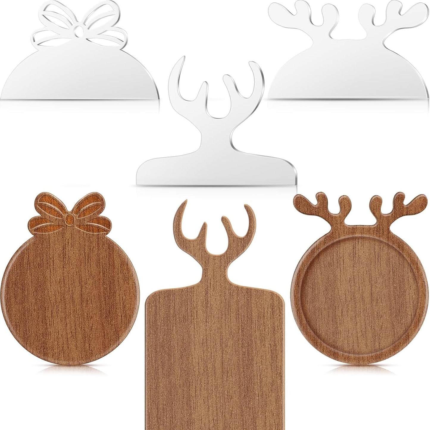Maitys 3 Pcs Christmas Acrylic Router Templates for Woodworking 10 x 6 Inch Charcuterie Handle Cutting Board Clear Acrylic Template Angled Curvy Tracing Stencils Guide Tool for Kitchen(Basic Style)