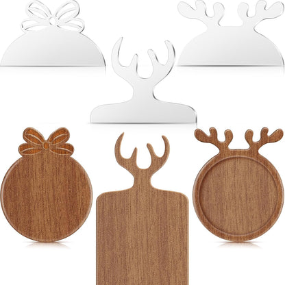 Maitys 3 Pcs Christmas Acrylic Router Templates for Woodworking 10 x 6 Inch Charcuterie Handle Cutting Board Clear Acrylic Template Angled Curvy Tracing Stencils Guide Tool for Kitchen(Basic Style)