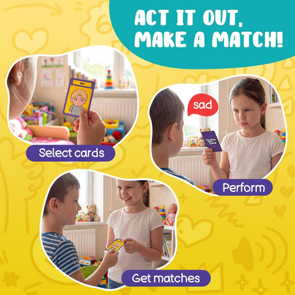Faces & Feelings Go Fish Card Game Social Emotional Learning Activities for Kids Ages 6+,Learn to Identify Various Moods, Cartoon Faces Emotions Social Skills Games for Home, Therapy & Classroom Use