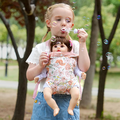 GAGAKU Baby Doll Carrier for Little Girls, Reborn Doll Accessories for Toddlers 3+ Years Old, Kids Toy Baby Dolls Sling Carrier - Pink - Moonflower