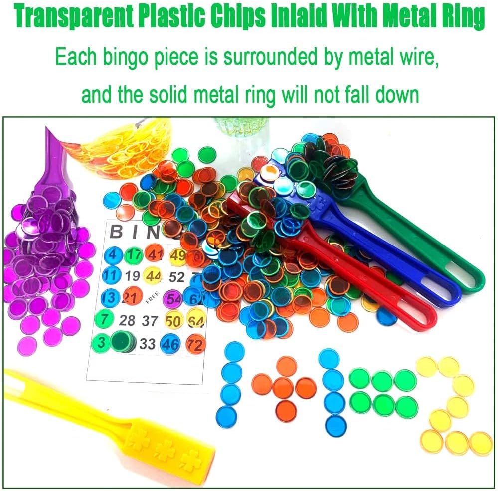 Magnetic Wand & Chips Set with 100 Multicolor Bingo Chips - STEM Learning Kit for Kids, Family Game Night & School Science Activities (Green)