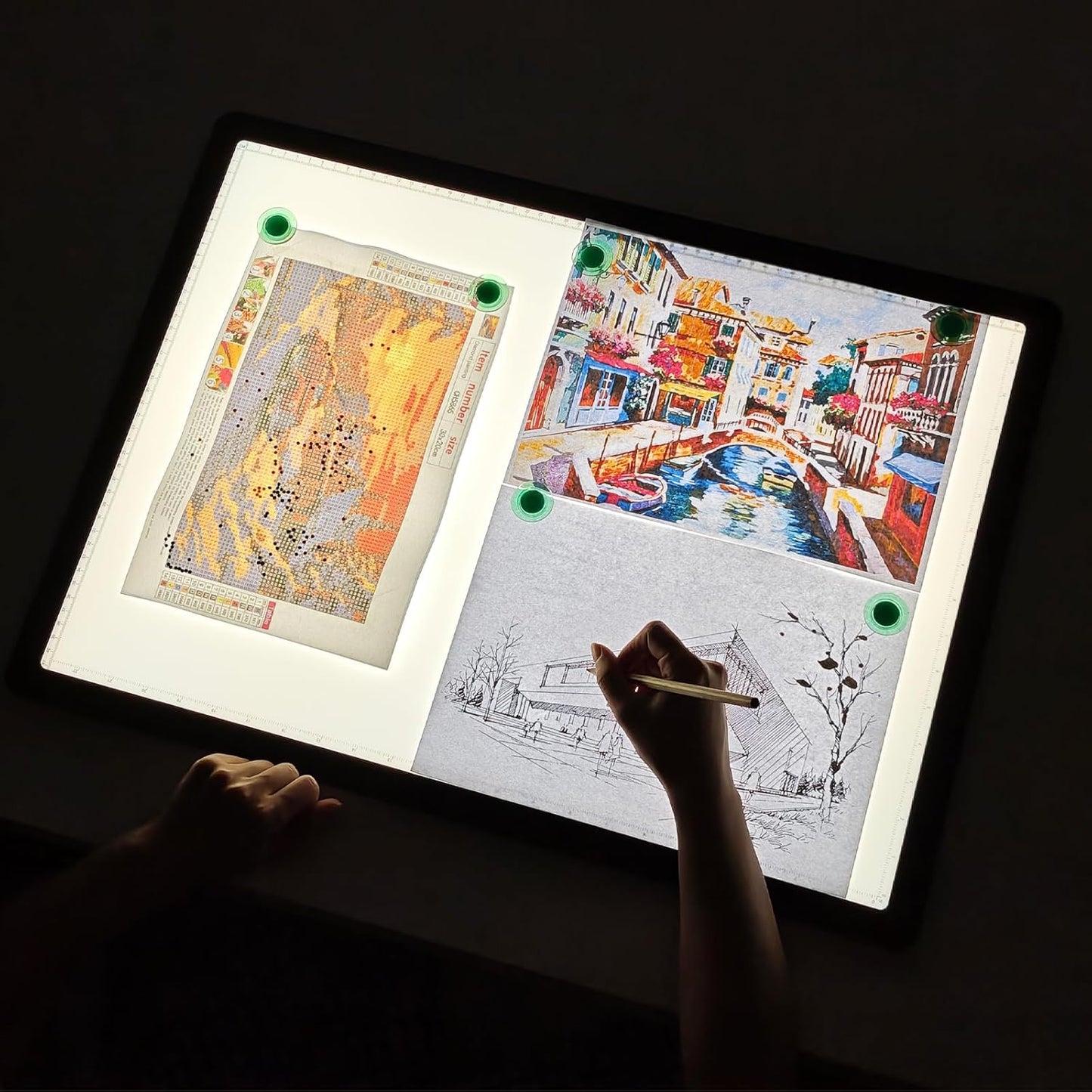 TOHETO Rechargeable A3 Light Pad for Diamond Painting, Ultra Bright Tracing Light Box for Drawing, Wireless Lightbox for Tracing and Drawing, Cordless Diamond Art Light Board for Sketching (Black)