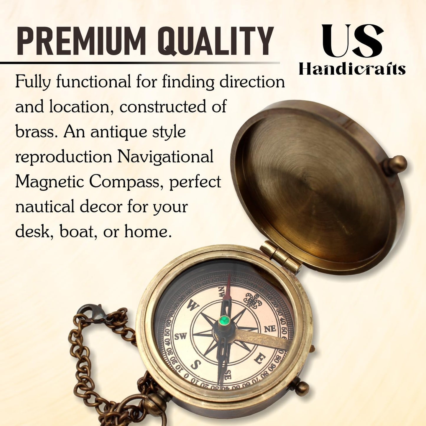 Compass with Stamped Wooden Case