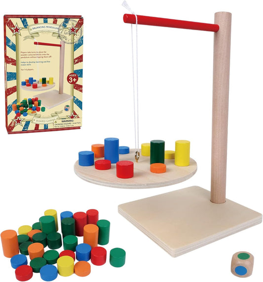 GOTHINK Wooden Balancing Pendulum Game, 42PCS Montessori Balancing Toys for Kids and Adults, Interactive Educational Toy for Children's Gift, Perfect for Parties & Travel