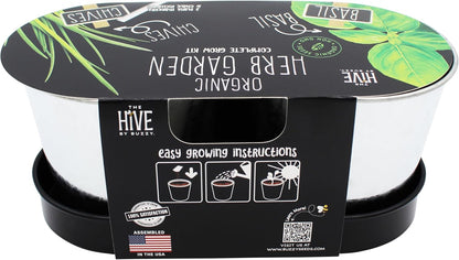 BUZZY Seeds Pollinator Garden Grow Kit with 2 Galvanized Metal Pots, Black-Eyed Susan and Coneflower Seeds, Growing Medium, Plant Markers, Chalk and Easy Instructions, Great Gift for Plant Lovers