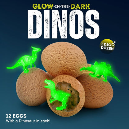 Gamerside Dino Eggs Dig Kit, 12 Glow in The Dark Dinosaur Eggs Dig Kit Excavation Set, Dinosaur Toys for Kids 6-8 8-12, Educational STEM Archaeology Science Kits - Easter Gift for Boys Girls