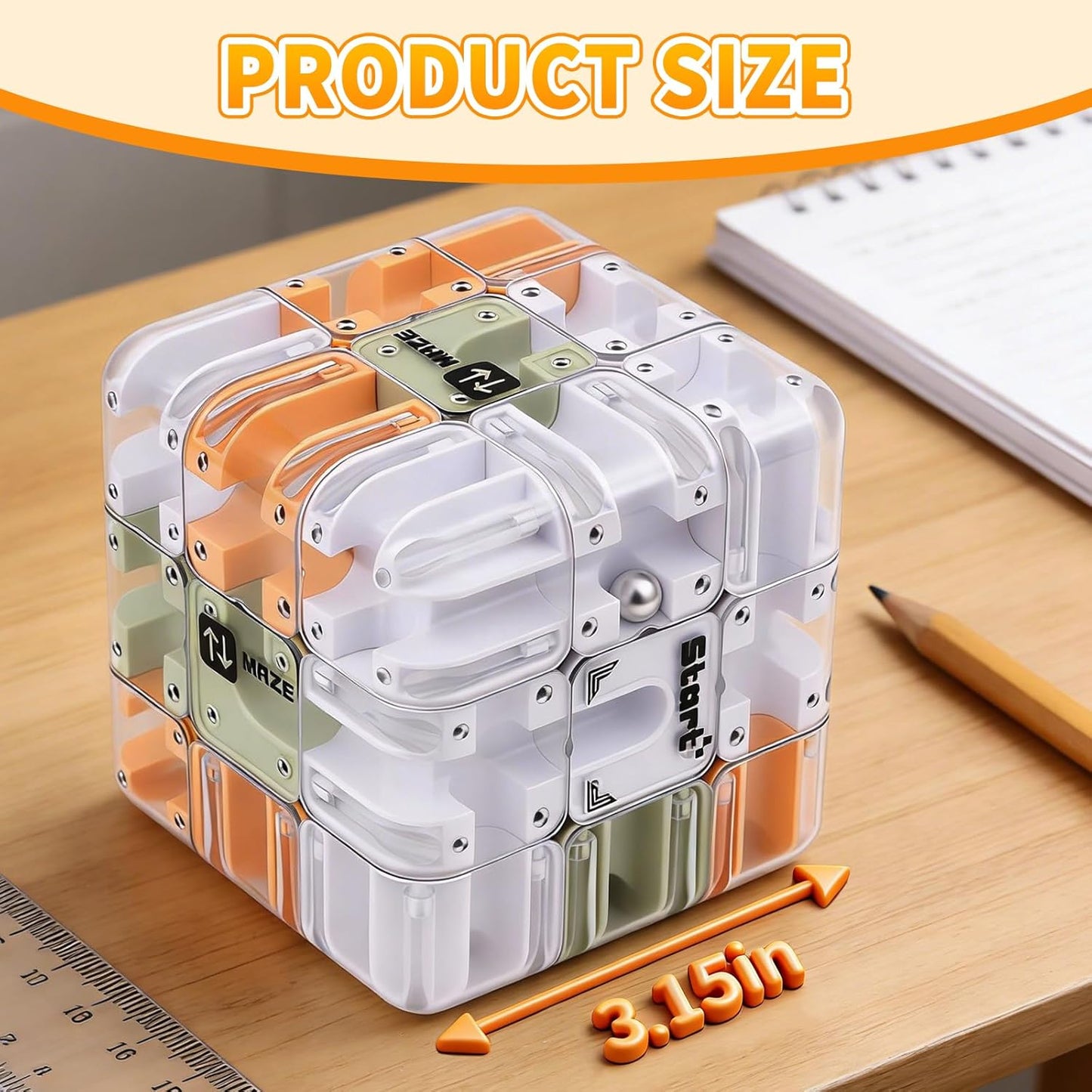 2-in-1 Advanced Maze Cube with Rolling Ball – Labyrinth Puzzle & Color Matching Brain Teaser for Kids 8-12 & Adults, Screen-Free Travel Game, Gift for Boys & Girls