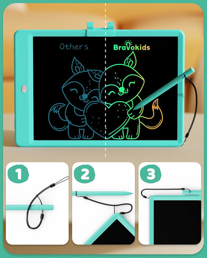 Bravokids Toys for 3-6 Years Old Girls Boys, LCD Writing Tablet 10 Inch Doodle Board, Electronic Drawing Pads, Educational Birthday Gift for 3 4 5 6 7 8 Years Old Kids Toddler (Blue)
