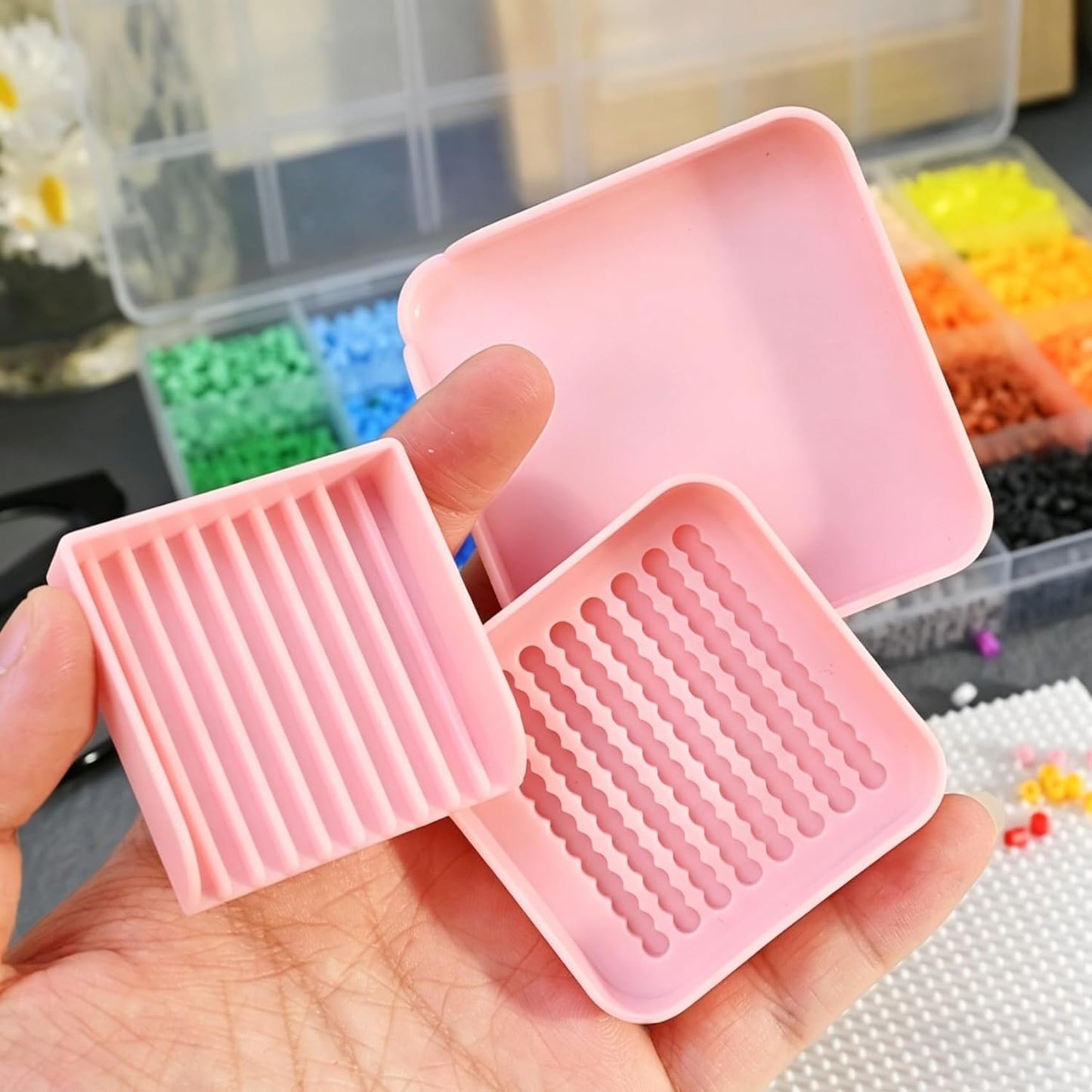 2.6mm Fuse Beads Craft Kit for Kids Adults, 8PCS Fuse Beads Tool Set with Pegboard, Sorting Trays, Tweezers, Bead Pickup Tool, Storage Container, Compatible with Perler Beads for DIY Art Crafts