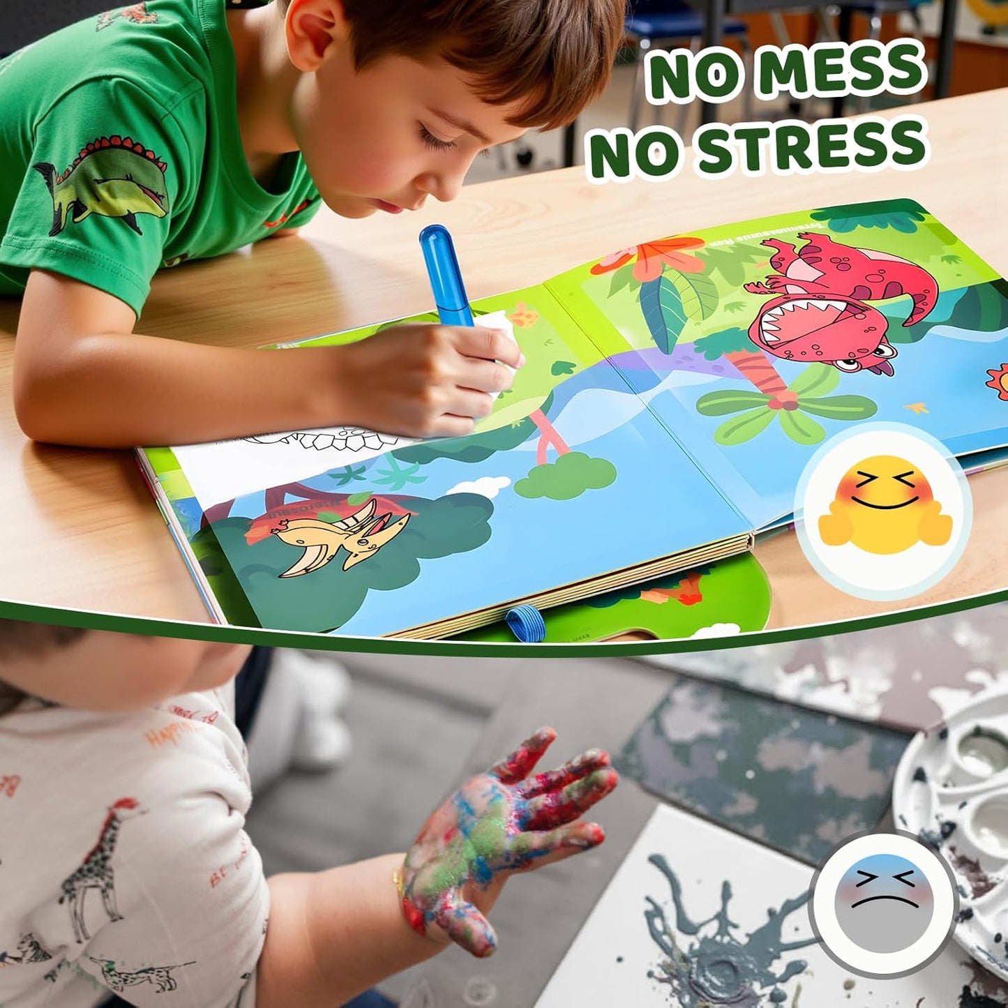 JoyCat Ocean Water Coloring Book for Toddlers 3-5, Reusable No-Mess Water Painting Book with Water Pen, 13 Activity Pages, Travel Toy Gift for Boys & Girls