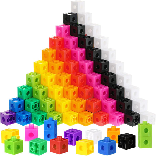 Jenaai 300 Pcs Counting Cubes, Plastic Connecting Blocks, Colorful Math Cubes, Math Manipulatives Classroom Learning Supplies, Preschool Learning Materials, Counting Toys (Simple Style)