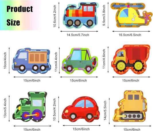 Zonon 8 Pieces Kids Lacing Cards Sewing Cards in 8 Patterns Lacing Games for Developing Imagination Education Supplies Children Sewing Game Favors (Transportation Style)