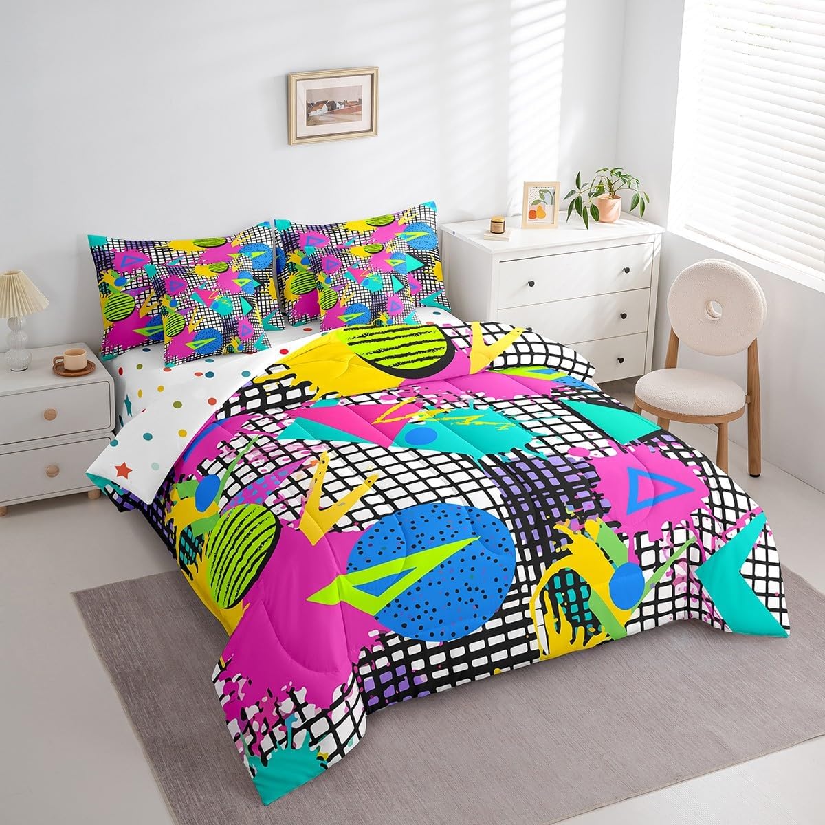 Erosebridal Chemical Equation Bed in a Bag Queen Comforter Set 7 Piece,Chemistry Bedding Sets Science Students Learning Gift Sheet Set with Comforter,Molecular Formula Education Bed Set - Colors B