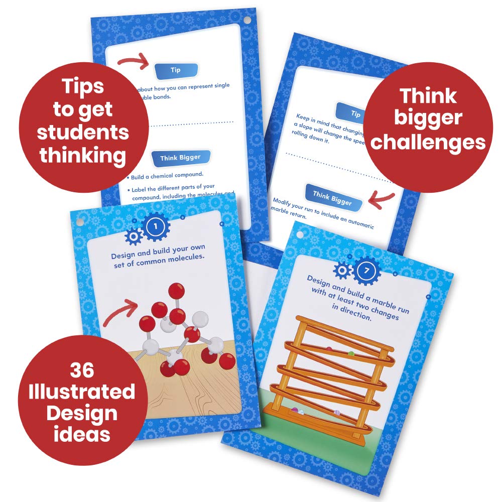 hand2mind Makerspace Task Cards, STEM Learning Cards for Kids Grade K-2, 36 STEM Activities, Kids Building Projects, Learning Cards, Educational Toys, Fun Ideas on What to Build, Classroom Supplies