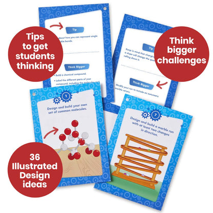 hand2mind Makerspace Task Cards, STEM Learning Cards for Kids Grade K-2, 36 STEM Activities, Kids Building Projects, Learning Cards, Educational Toys, Fun Ideas on What to Build, Classroom Supplies