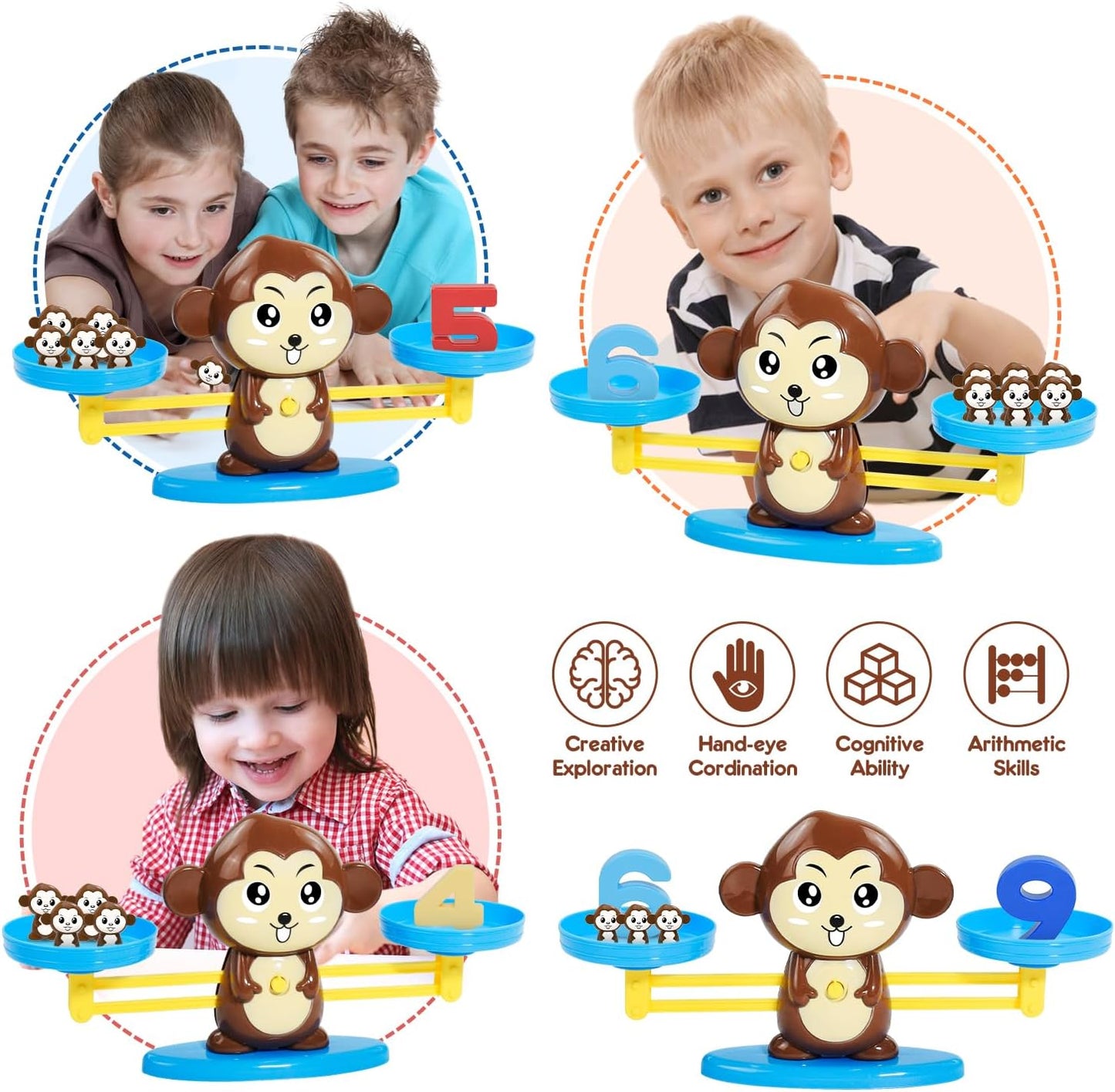 BAKAM Penguin Balance Scale Number Counting Blocks Games for Kids Ages 3-5, Montessori Math Games for Kids 5-7, Preschool Kindergarten Learning Activities, STEM Educational Toys for 3+ Year Old