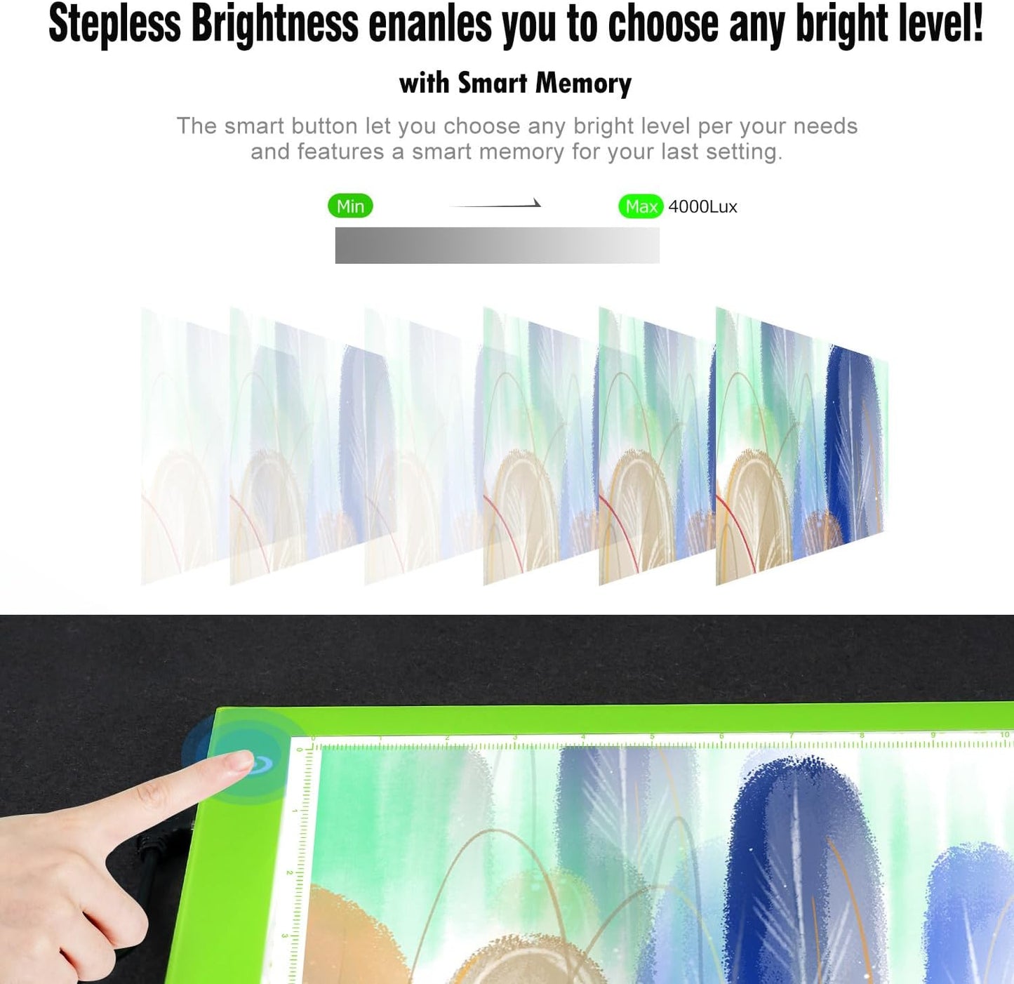 LitEnergy A4 LED Copy Board Light Tracing Box, Adjustable USB Power Artcraft LED Trace Light Pad for Tattoo Transferring, Drawing, Sketching, Animation, Stenciling, Diamond Art Painting Accessories