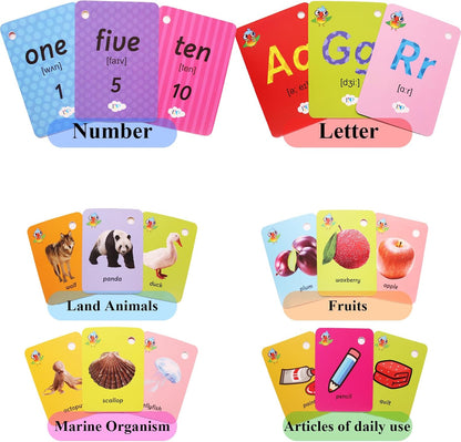 Toddler Number Flash Cards,No.123 Sight Words with Pictures Preschool Kids Flash Cards 28 Pcs with Ring(Number)