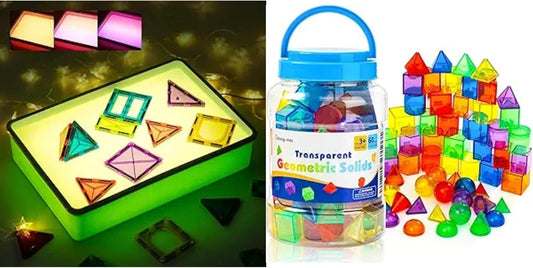 Odoorgames Sand Painting Light Box, Sensory Light Table for Kids - 60 Pieces 3D Shapes for Teaching - 3 Color Temperature & 10 Levels Adjustable Brightness, 16" (Green)