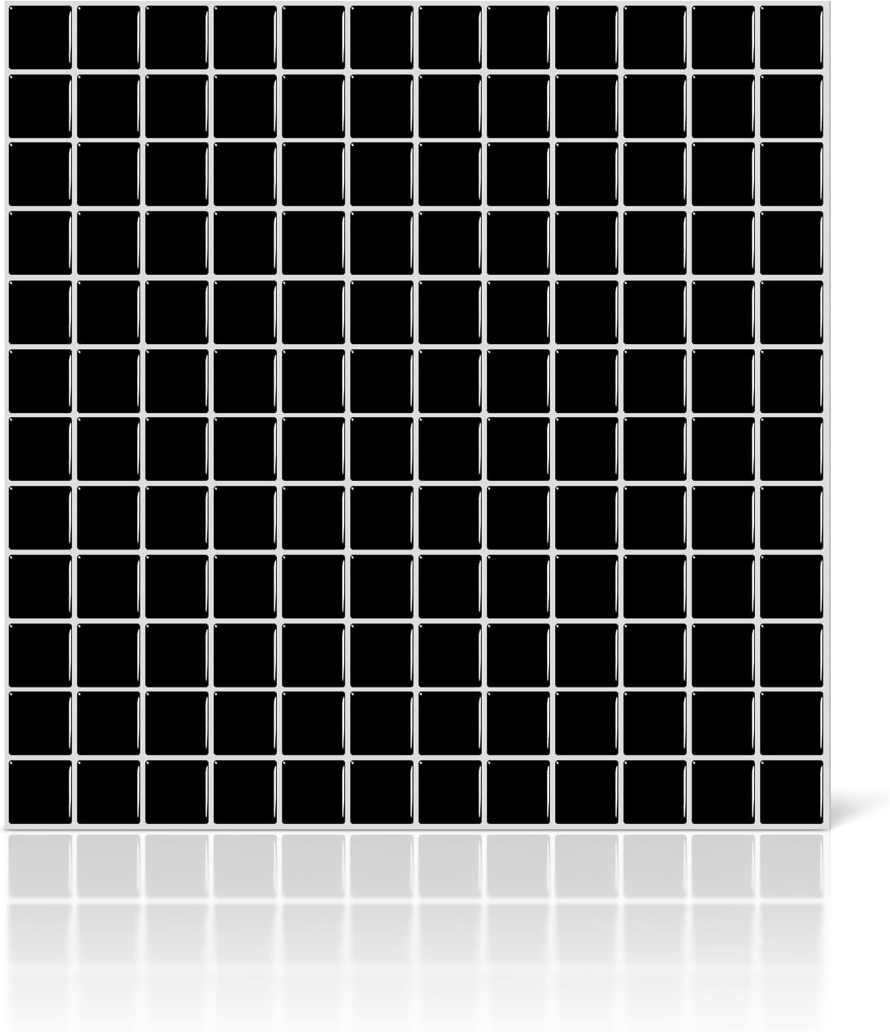 VViViD 11 Sheets Peel and Stick Grey Gloss Faux Ceramic Brick Wall Tiles, Self Adhesive Backsplash 12”x12”, 2mm Thick Kitchen, Bathroom (11 sq. ft.)