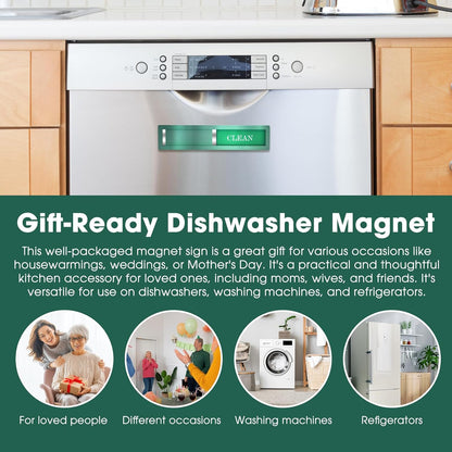 Clean Dirty Magnet for Dishwasher, Premium Stainless Steel, Dirty/Clean Speckled Design, Durable Magnet & Clear Indicators with Extra Tape (Silvery-Gray-01)