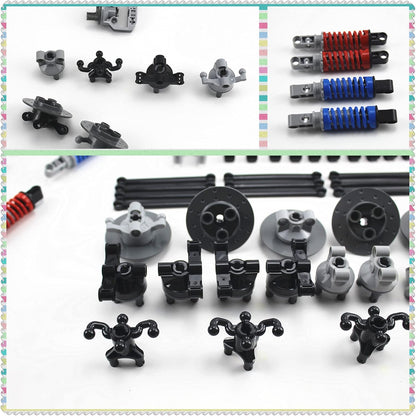Technics Parts Vehicles Suspension System with Tire 107x44 Technical Parts Set Compatible with All Major Brands, MOC Parts Building Toy DIY Accessories (200pcs)