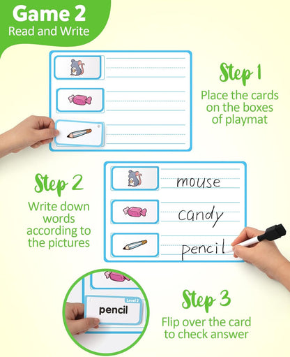 Coogam Search and Find Activity Cards for Kids, 220 Sign Words Dry Erase Busy Book Travel Games, Educational Montessori Toy Learning Flashcards for Kindergarten Preschool 3 4 5 Years Old Kids