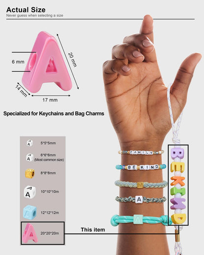 DoDoBeads 1270 Pcs Letter Beads Kit, White and Colorful Square Acrylic Alphabet Beads with Extra Vowels, Numbers & Spacers, Perfect for Friendship Bracelets