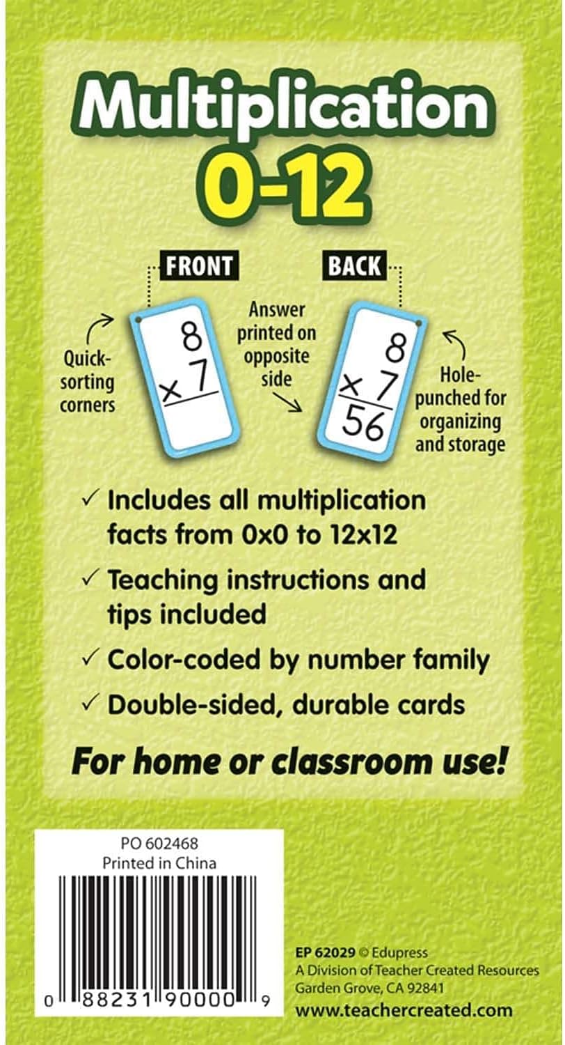 Teacher Created Resources Multiplication Flash Cards - All Facts 0-12 (TCR62029)
