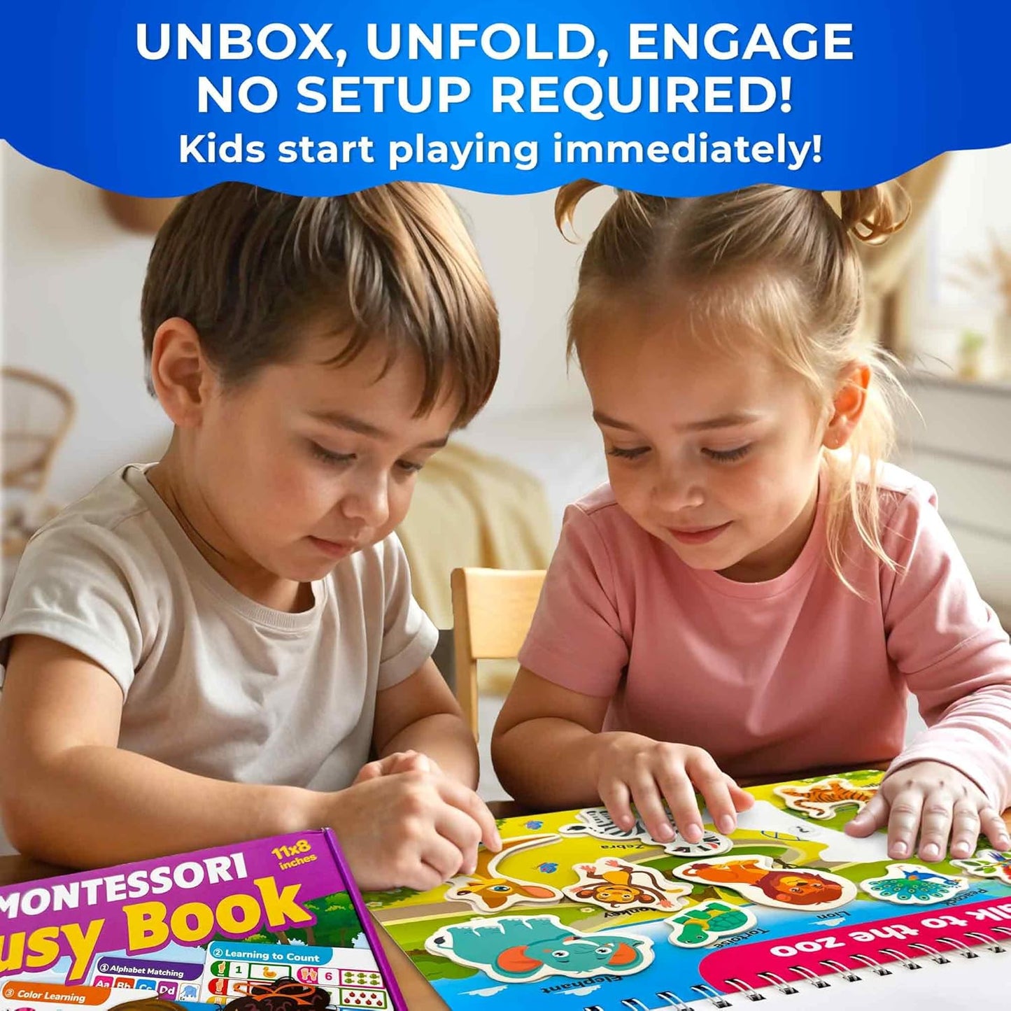 QUOKKA Montessori Busy Book for Toddlers 1-3 - Pre K Kids Learning Activities for Homeschooling - My Preschool Busy Book for Ages 3-5 - 15 Kids Educational Activities 2-4 Years