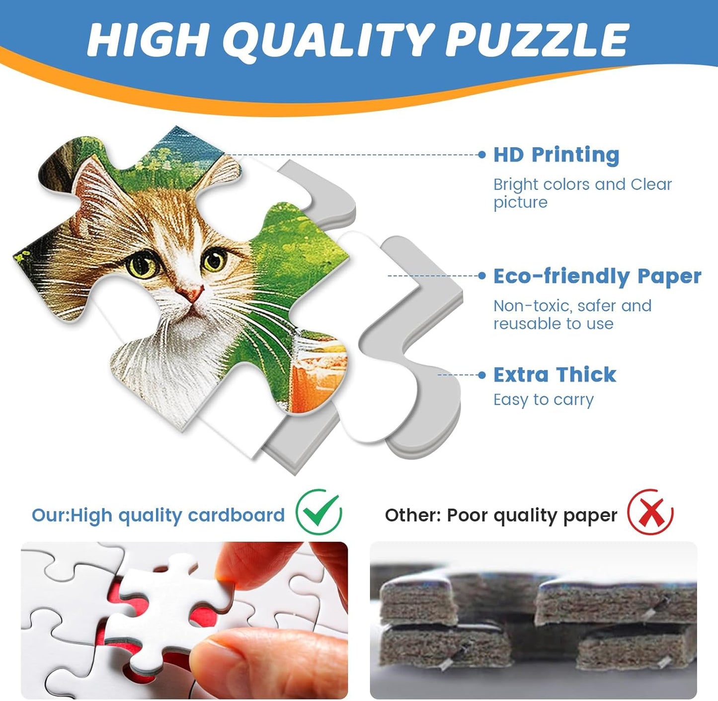 500 Piece Puzzles for Adults, Cat Family Dinner Large Piece Jigsaw Puzzle for Adults Seniors,Recycled Cardboard Puzzle 500 Piece,Family Activity Great Gift for Family Friends 20.5 * 15 in