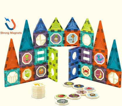 Glowing Magnetic Tiles Marble Run Race Track Super Set - 110 Complete Pieces Glow in The Dark STEM Light Magnetic Building Blocks Gravity Marble Maze Games for Toddlers Kids Boys Girls Ages 3+ Years