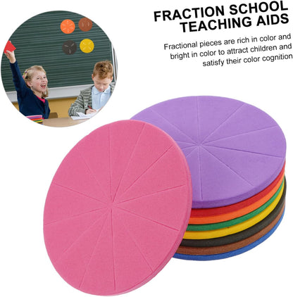 DOITOOL 1 Set Eva Fraction Circles Educational Math for Fraction Learning Tray for School and Home Study Safe and Teaching Aid for Preschool and Elementary Students