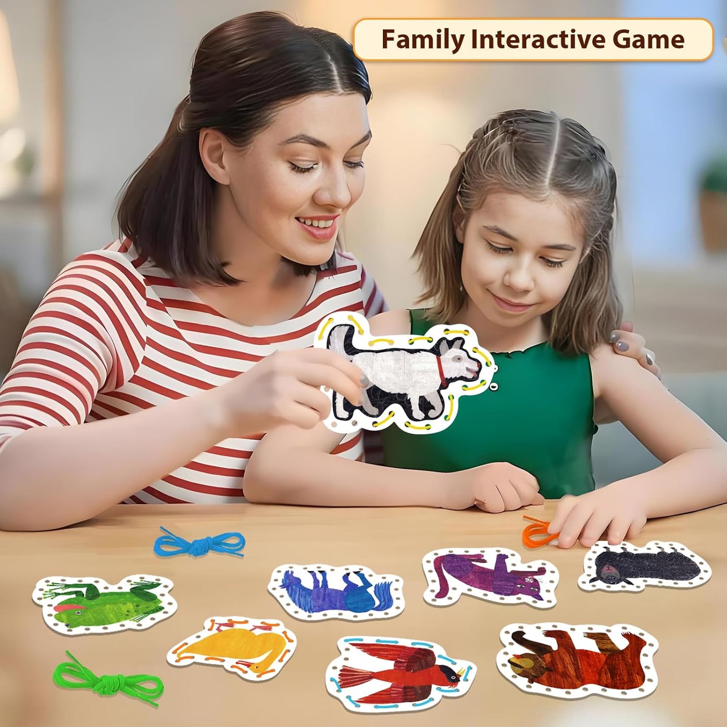 Ai fsem Brown Bear Brown Bear What Do You See Lacing Cards Felt Pieces Sewing Cards Lacing Toy Fine Motor Activities Montessori Toys Toddler Crafts
