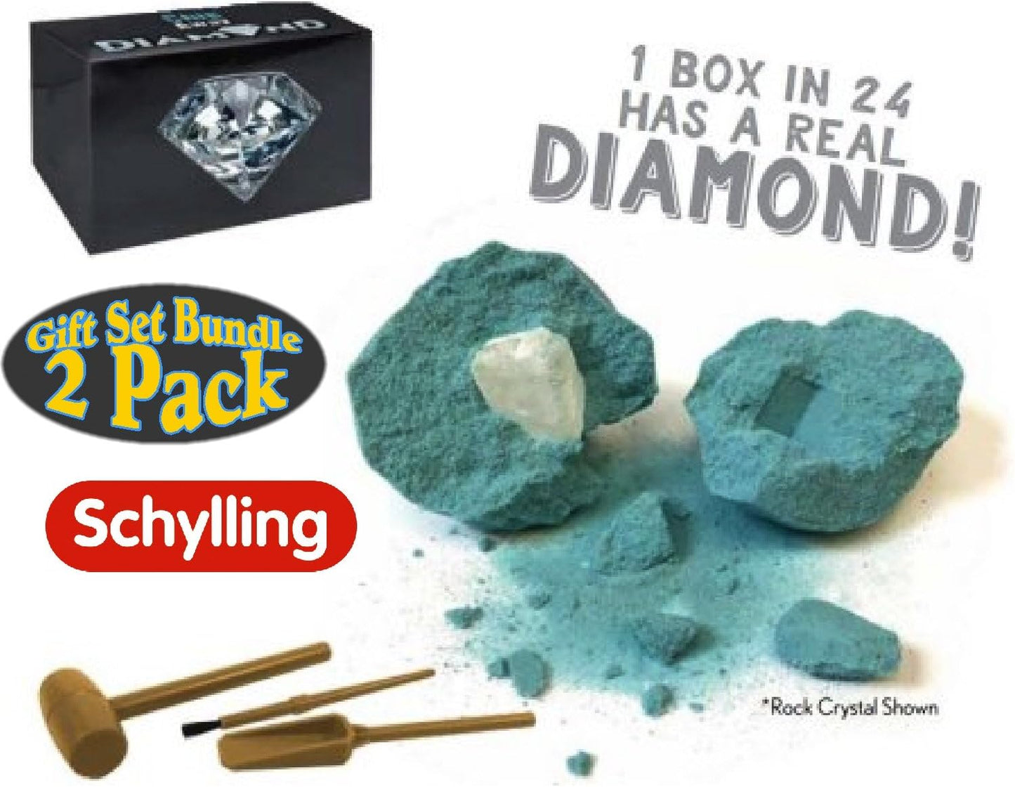 Schylling Chip Away Science Digs Gold & Diamond Gift Set Bundle - 2 Pack