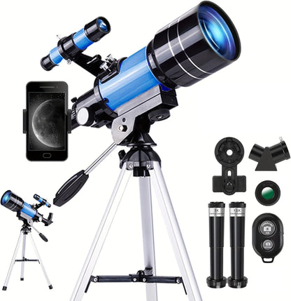 150x Telescope, 70mm Aperture Telescope, High Magnification, Portable Astronomical Telescope (White)