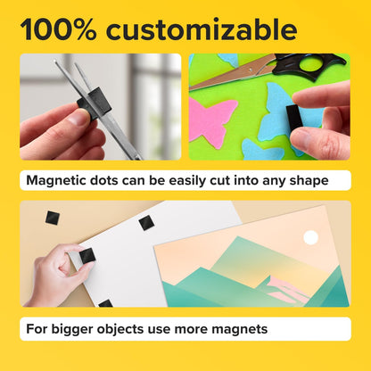Hyper-Sticky Magnets with Adhesive Backing (300 pcs) - Strong Magnetic Squares for Whiteboard, Fridge, Crafts - Easy to Cut Stickers for Planning and Organization - Science Education Magnets