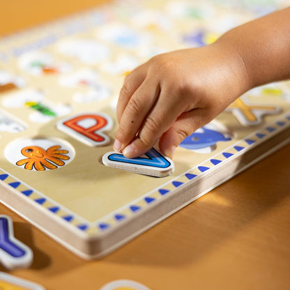 Melissa & Doug Wooden Alphabet Sound Puzzle - Wooden Puzzle with Sound Effects (26 pcs) - FSC Certified