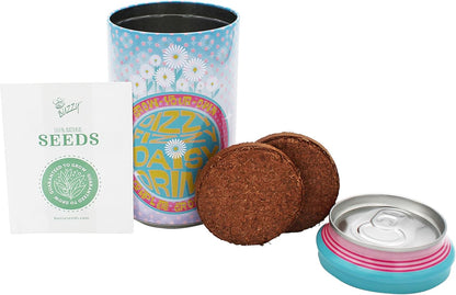 BUZZY Seeds Flower Grow Kit 6-Pack – Pansy, Lavender & Daisy Soda Cans with Seeds, Growing Medium & Liners – Fun DIY Indoor Gardening Party Favors & Gift Set